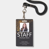 Aangepaste Personeel Event Glitter Badge (Voorzijde met lanyard)