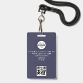 Aangepaste personeels QR-code evenement Blauwe Bad Badge (Achterkant met lanyard)
