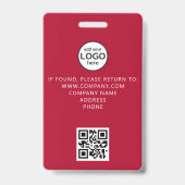 Aangepaste personeels QR-code evenement rode badge (Achterkant)