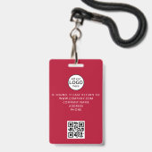 Aangepaste personeels QR-code evenement rode badge (Achterkant met lanyard)