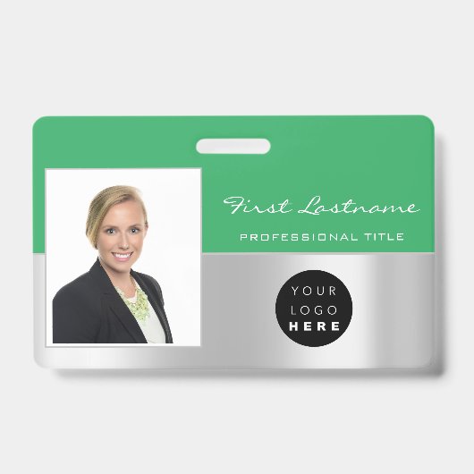 Aangepaste personeelsbarcode logo naam scanner gro badge (Voorzijde)