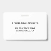 Aangepaste Personeelsfoto ID-badge Badge (Achterkant)
