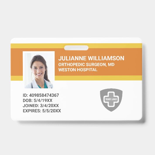 Aangepaste Personeelsfoto ID, Barcode & Logo Bedri Badge (Voorzijde)