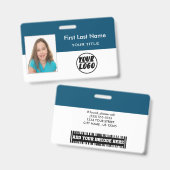 Aangepaste Personeelsfoto | Logo, Barcode Naam Bad Badge (Voor- en achterkant)