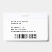 Aangepaste personeelsfoto naam logo barcode ID Badge (Achterkant)