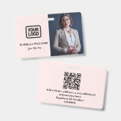 Aangepaste personeelsfoto, QR-code, logo, naamkaar Badge (Voor- en achterkant)