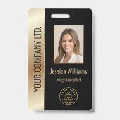 Aangepaste personeelsfoto, streepjescode, logo, na badge (Voorzijde)