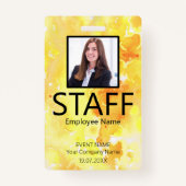 Aangepaste Personeelsgebeurtenis Gele Badge (Voorkant)