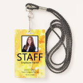 Aangepaste Personeelsgebeurtenis Gele Badge (Voorkant met draagriem)