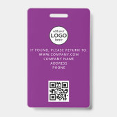 Aangepaste personeelsgebeurtenis QR-code paarse ba Badge (Achterkant)