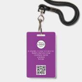 Aangepaste personeelsgebeurtenis QR-code paarse ba Badge (Achterkant met lanyard)