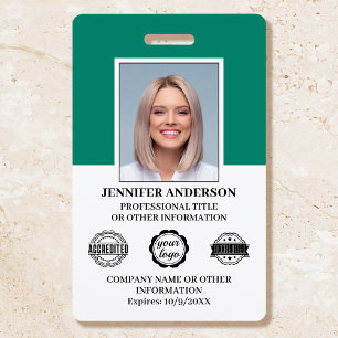 Aangepaste personeelskaartfoto logo modern groen badge