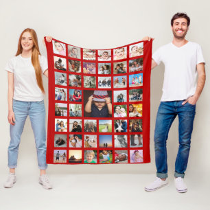 Aangepaste persoonlijke DIY-aangepast fotocollage  Fleece Deken