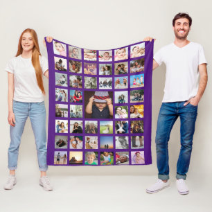 Aangepaste persoonlijke DIY-aangepast fotocollage Fleece Deken