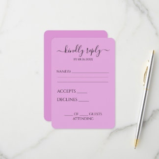 Aangepaste Persoonlijke Eenvoudige Minimalistische RSVP Kaartje
