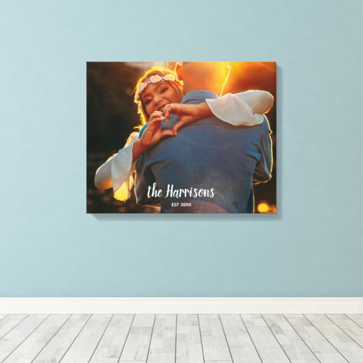 Aangepaste persoonlijke foto-Pas getrouwd van Coup Canvas Afdruk (Insitu (Houten vloer))