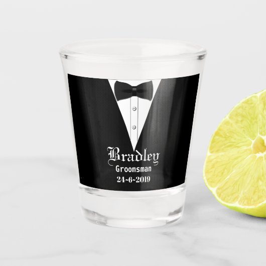 Aangepaste persoonlijke Groomsmancadeautjes Shot Glas (Voorkant)