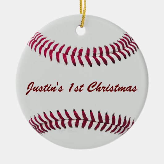 Aangepaste persoonlijke honkbalversiering keramisch ornament (Voorkant)