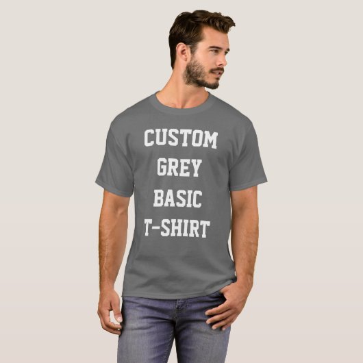 Aangepaste persoonlijke Mannen BASIC DARK GRAY T-S T-shirt (Voorkant volledig)