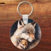 Aangepaste persoonlijke Wolf Pet foto Traditioneel Sleutelhanger (Voorkant)