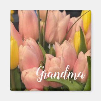 Aangepaste perzik en geel tulpenpatroon magneet