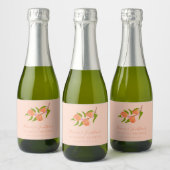 Aangepaste perzik fruit boho koppels douche mini sparkling wijnetiket (Flessen)