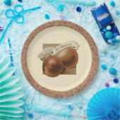 Aangepaste  perziken Elegant Retro Recipes Papieren Bordje (Feest)