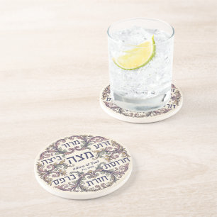 Aangepaste Pesach Seder Bord Hebreeuwse Pasen Deco Zandsteen Onderzetter