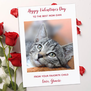 Aangepaste Pet Cat Foto Best Mam Ever Valentijnsda Feestdagenkaart