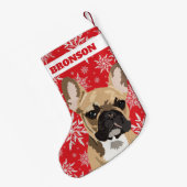 Aangepaste Pet Dog | Fawn French Bulldog Gift Kleine Kerstsok (Achterkant (Hangend))