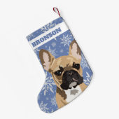 Aangepaste Pet Dog | Fawn French Bulldog Gift Kleine Kerstsok (Achterkant (Hangend))