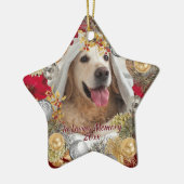 Aangepaste PET FOTO Kerstkrans HERDENKING Keramisch Ornament (Links)