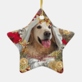 Aangepaste PET FOTO Kerstkrans HERDENKING Keramisch Ornament (Achterkant)