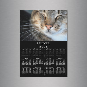 Aangepaste Pet Fotonaam 2025 Kalender Zwarte Magne