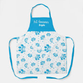 Aangepaste Pet Groomer Blue Paw Apron Schort (Voorkant)