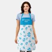 Aangepaste Pet Groomer Blue Paw Apron Schort (Gedragen)
