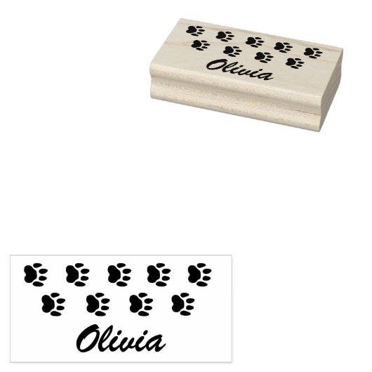 Aangepaste Pet Name Paw Prints Handtekening Rubberstempel (Gestempeld)