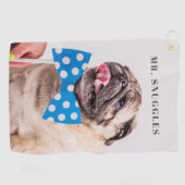 Aangepaste Pet Name Typografie en Foto Golfhanddoek (Horizontaal)