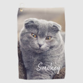 Aangepaste Pet Name Typografie en Foto Golfhanddoek (Voorkant)