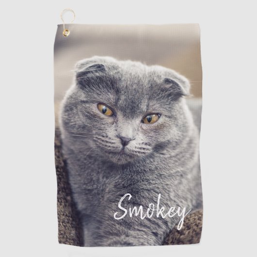 Aangepaste Pet Name Typografie en Foto Golfhanddoek (Voorkant)