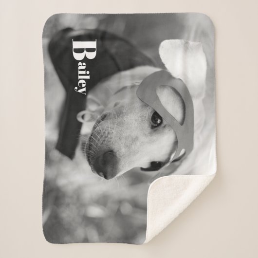 Aangepaste Pet Name Typografie en Foto Sherpa Deken (Voorkant)