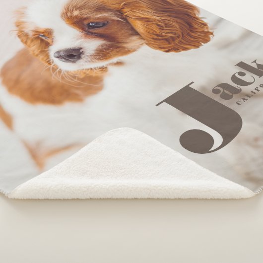 Aangepaste Pet Name Typografie en Foto Sherpa Deken (3/4)
