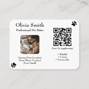 Aangepaste Pet Sitter Visitekaartje met Foto & QR