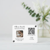 Aangepaste Pet Sitter Visitekaartje met Foto & QR (Staand voorkant)