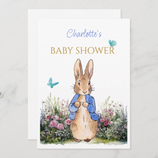Aangepaste Peter de Konijn Baby shower Uitnodiging (Voorkant / Achterkant)