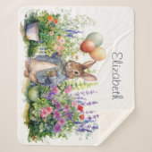 Aangepaste Peter de konijn ballonnen tuin Sherpa Deken (Voorkant)