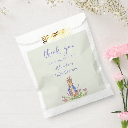 Aangepaste Peter het konijn Baby shower Dank U Bedankzakje (Gezegeld)