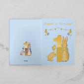 Aangepaste Peter het Konijn Jemima Eerste Verjaard Folie Wenskaart (Buiten Laag)