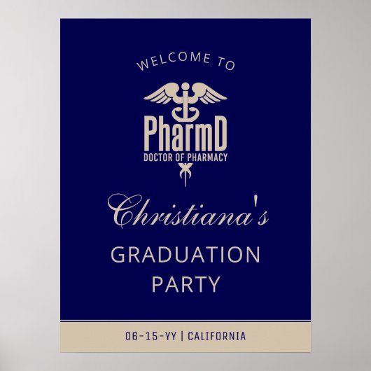 Aangepaste PharmD Graduation Party Welkomstbord Poster (Voorkant)