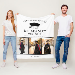 Aangepaste PhD Doctoraat Hoed Doctoraat Afstuderen Fleece Deken